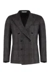 Tagliatore Double-breasted Checked Blazer In Gray