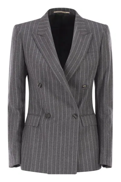 Tagliatore Double-breasted Wool Jacket In Gray