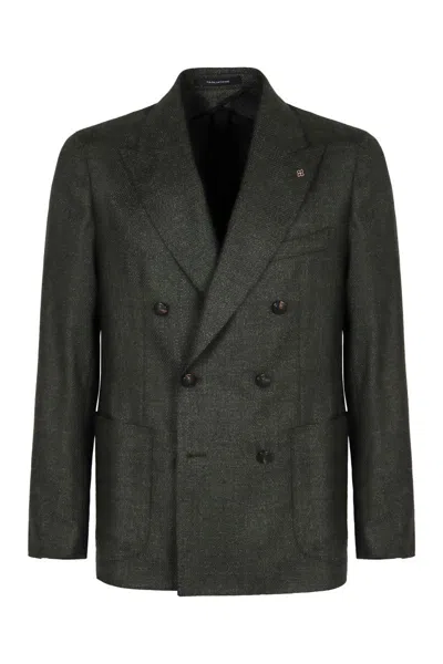 Tagliatore Double-breasted Wool Jacket In Green