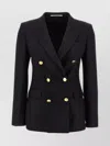Tagliatore Double-breasted Wool Jacket With Peak Lapels In Black