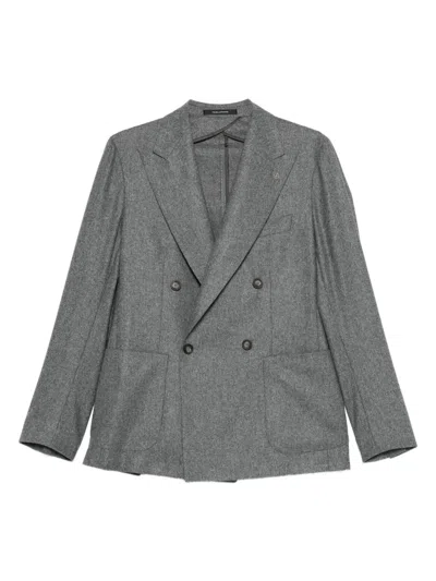 Tagliatore Double-breasted Wool Suit In Gray