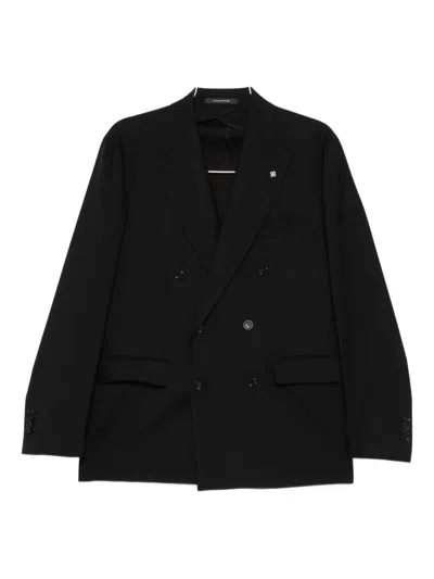 Tagliatore Double-breasted Wool Suit In Black