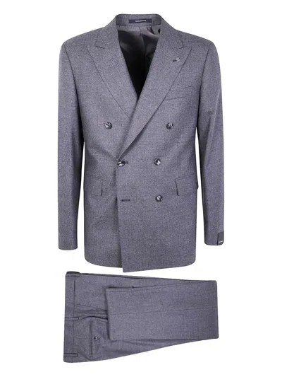 Tagliatore Double-breasted Wool Suit In Purple