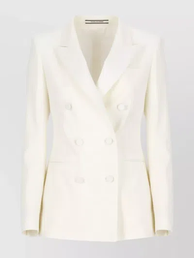 Tagliatore Double-breasted Wool Suit With Wide Leg In White