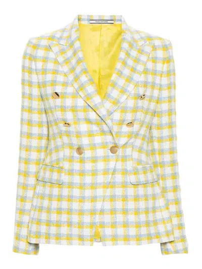 Tagliatore Double-breated Jacket In Yellow
