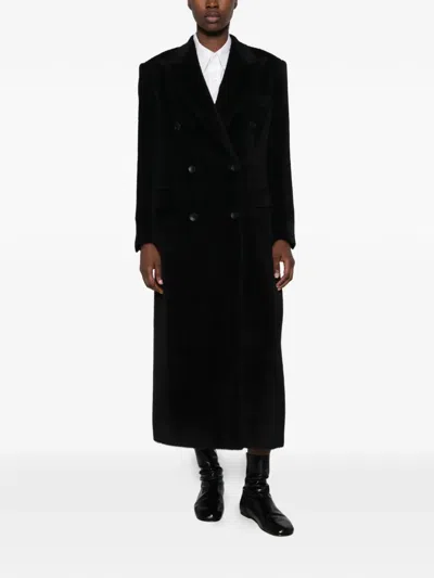 Tagliatore Double-breasted Alpaca-blend Coat In Black