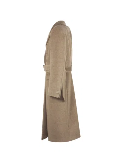 Tagliatore Double-breasted Belted Coat In Brown