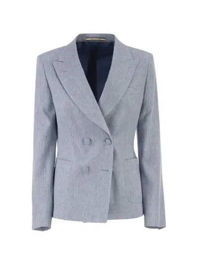 Tagliatore Double-breasted Blazer In Blue