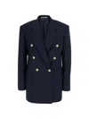 Tagliatore Lorelei Blue Double-breasted Jacket With Notched Revers In Fabric For Women In Blue