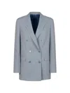 Tagliatore Double-breasted Mini Jacket With Buttoned Cuffs In Blue