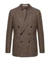 Tagliatore Double-breasted Wool Blazer In Brown