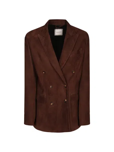 Tagliatore Double-breasted Blazer In Brown