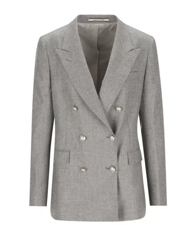 Tagliatore Double-breasted Blazer In Gray