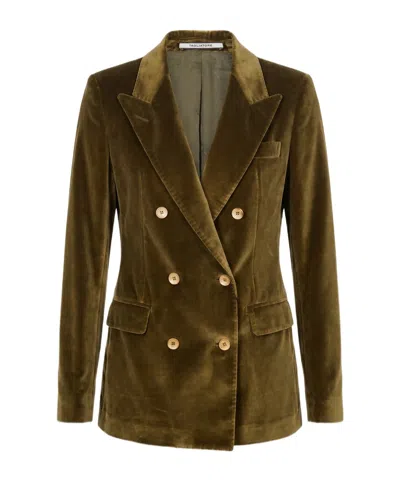 Tagliatore Parigi Double-breasted Velvet Blazer In Green