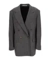Tagliatore Loreley Double-breasted Micro-check Jacket In Black