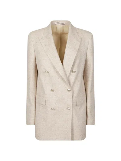 Tagliatore Double-breasted Blazer In Neutral