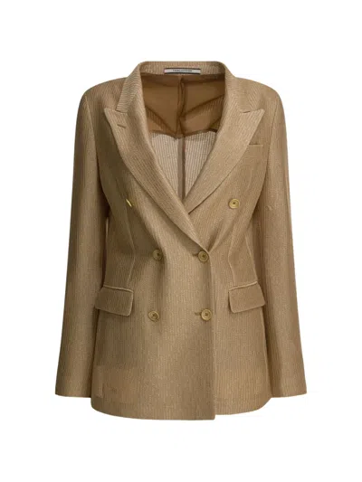 Tagliatore Double-breasted Blazer In Neutral
