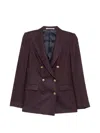 Tagliatore Double-breasted Blazer With Houndstooth Pattern In Purple