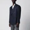Tagliatore Doublebreasted Blue Linen Jacket In Blue