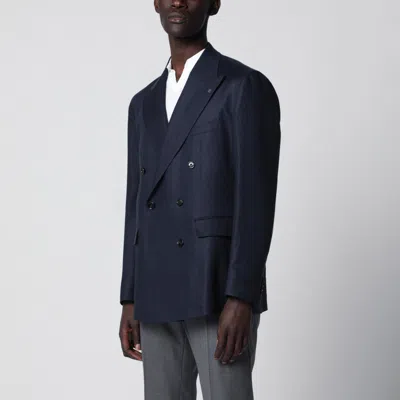 Tagliatore Doublebreasted Blue Linen Jacket