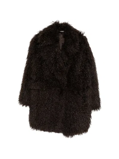 Tagliatore Double-breasted Bouclé Coat In Brown