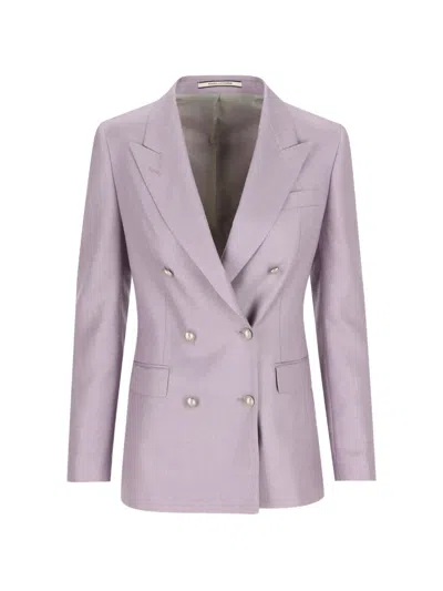 Tagliatore Double-breasted Button Blazer In Purple