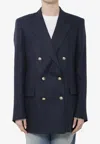 Tagliatore Lorelei Blue Double-breasted Jacket With Notched Revers In Fabric For Women In Blue