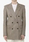 Tagliatore Double-breasted Buttoned Blazer In Brown