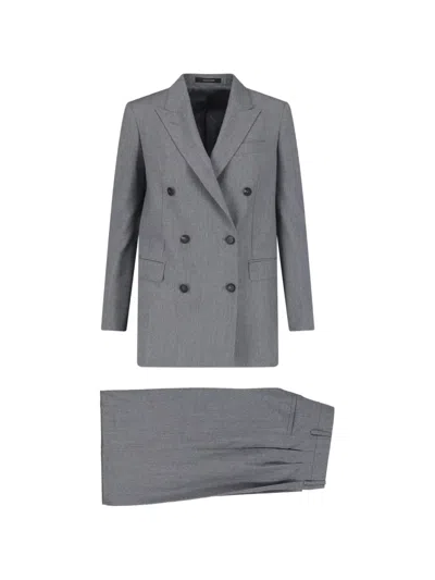 Tagliatore Double-breasted Buttoned Suit In Gray