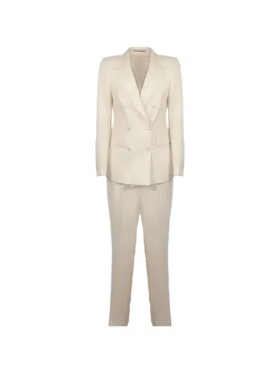 Tagliatore Double-breasted Buttoned Suit In Neutral