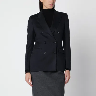 Tagliatore Blue Doublebreasted Camel Hair Jacket In Black