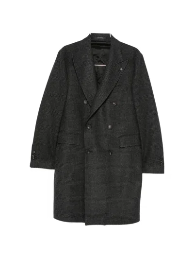 Tagliatore Double-breasted Check-pattern Coat In Black