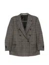 Tagliatore Double-breasted Check-pattern Jacket In Gray