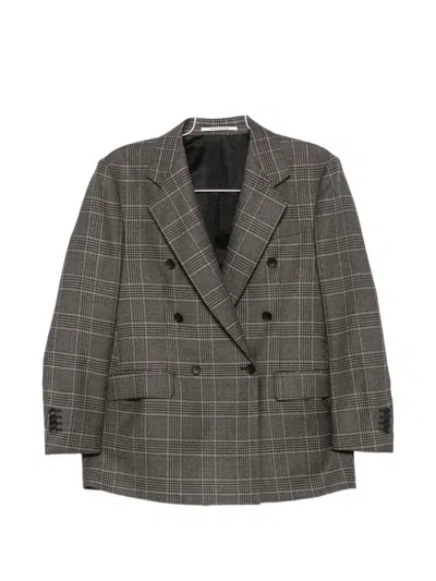 Tagliatore Double-breasted Check-pattern Jacket In Gray