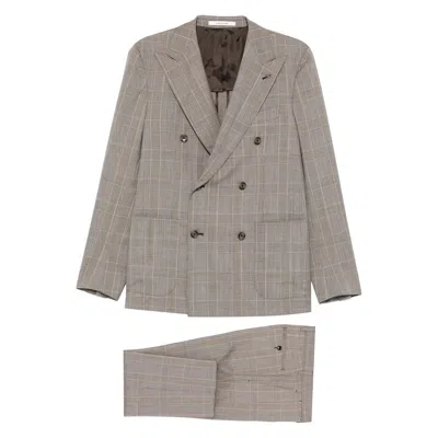 TAGLIATORE DOUBLE-BREASTED CHECK-PATTERN SUIT