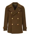 Tagliatore Double-breasted Wool Pea Coat In Brown