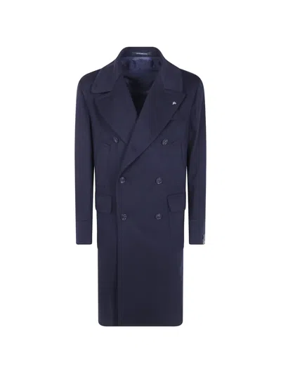 Tagliatore Double-breasted Coat In Blue