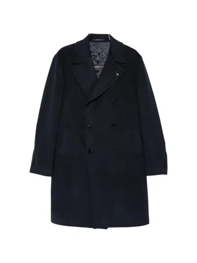 Tagliatore Double-breasted Coat In Blue