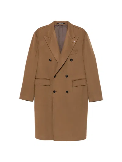 Tagliatore Double-breasted Coat In Brown