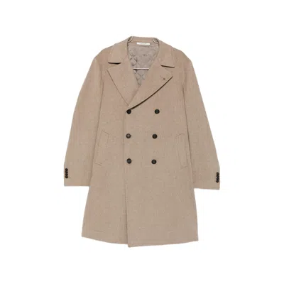Tagliatore Double-breasted Coat In Brown
