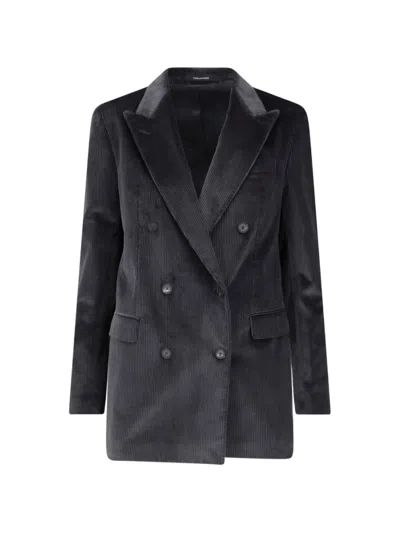 Tagliatore Double-breasted Corduroy Blazer In Gray