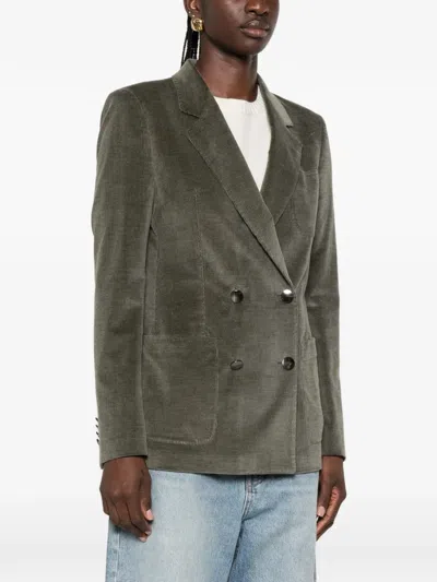 Tagliatore Double-breasted Corduroy Blazer In Green