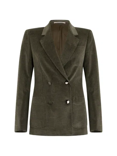 Tagliatore Double-breasted Corduroy Blazer In Green