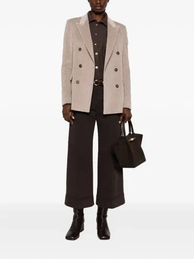 Tagliatore Double-breasted Corduroy Blazer In Neutral