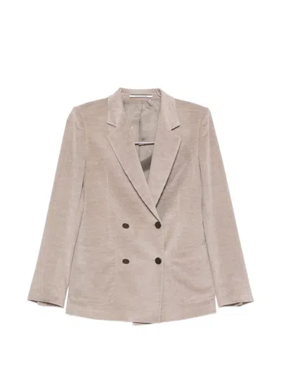 Tagliatore Double-breasted Corduroy Jacket In Neutral