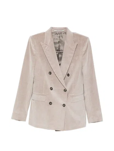 Tagliatore Cotton And Cashmere Double-breasted Suit In Neutral