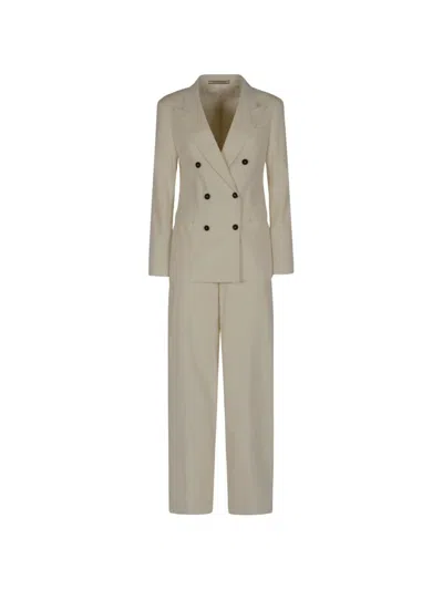 Tagliatore Double-breasted Corduroy-texture Suit In Neutral