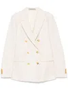 Tagliatore Cotton Blend Double-breasted Jacket In Neutral