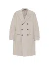 Tagliatore Double-breasted Herringbone-pattern Coat In Neutral