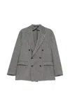 Tagliatore Double-breasted Houndstooth Blazer In Gray
